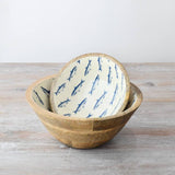 Enamel & Wood Fish Bowl - large