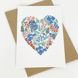 Blue Floral Heart Card