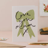 'Love You Mum' Bow Handwriting Mother's Day Card