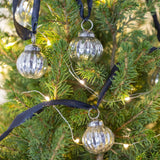 Small Silver Ribbed Bauble Garland on Black Ribbon