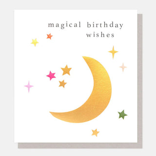 Magical Birthday Wishes Moon and Stars Greetings Card