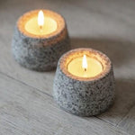 Pair of granite tea light holders