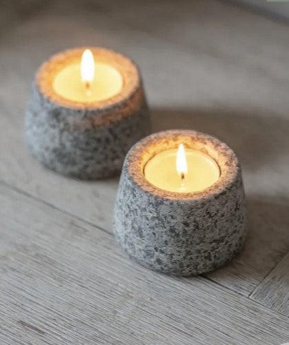 Pair of granite tea light holders