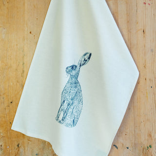 Lottie Day Blue Hare Tea Towel