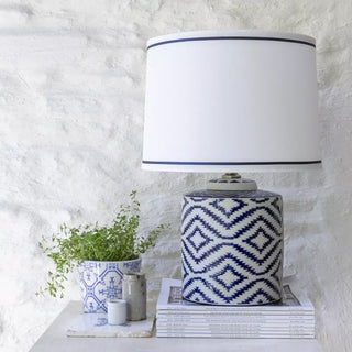 Ikat Lamp Blue with White Shade