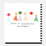 Pom Pom Party Hats Birthday Cards