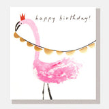 Happy Birthday Flamingo with Crown and Bunting