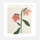 With Deepest Symparthy Peach Flowers on Stem Card