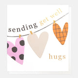 Hearts Washing Line Get Well Soon Card