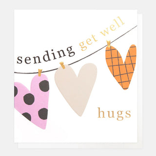 Hearts Washing Line Get Well Soon Card