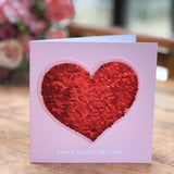 Red Heart Greetings Card with Sequin Patch