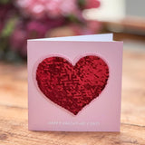 Red Heart Greetings Card with Sequin Patch