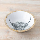 Highland Cow Wood & Enamel Bowl - medium