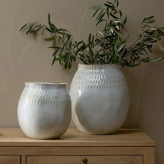 Anjuna Reactive Glaze Ceramic Vase - Off White