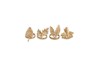 Antique Brass Leaf Napkin Rings